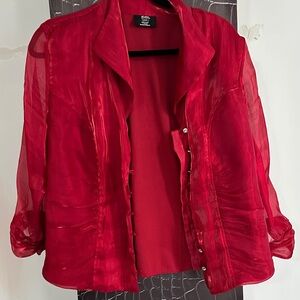 Studio Vibrant Red Sheer Women's Blazer